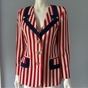 Moschino Vintage Red White and Blue Striped Blazer